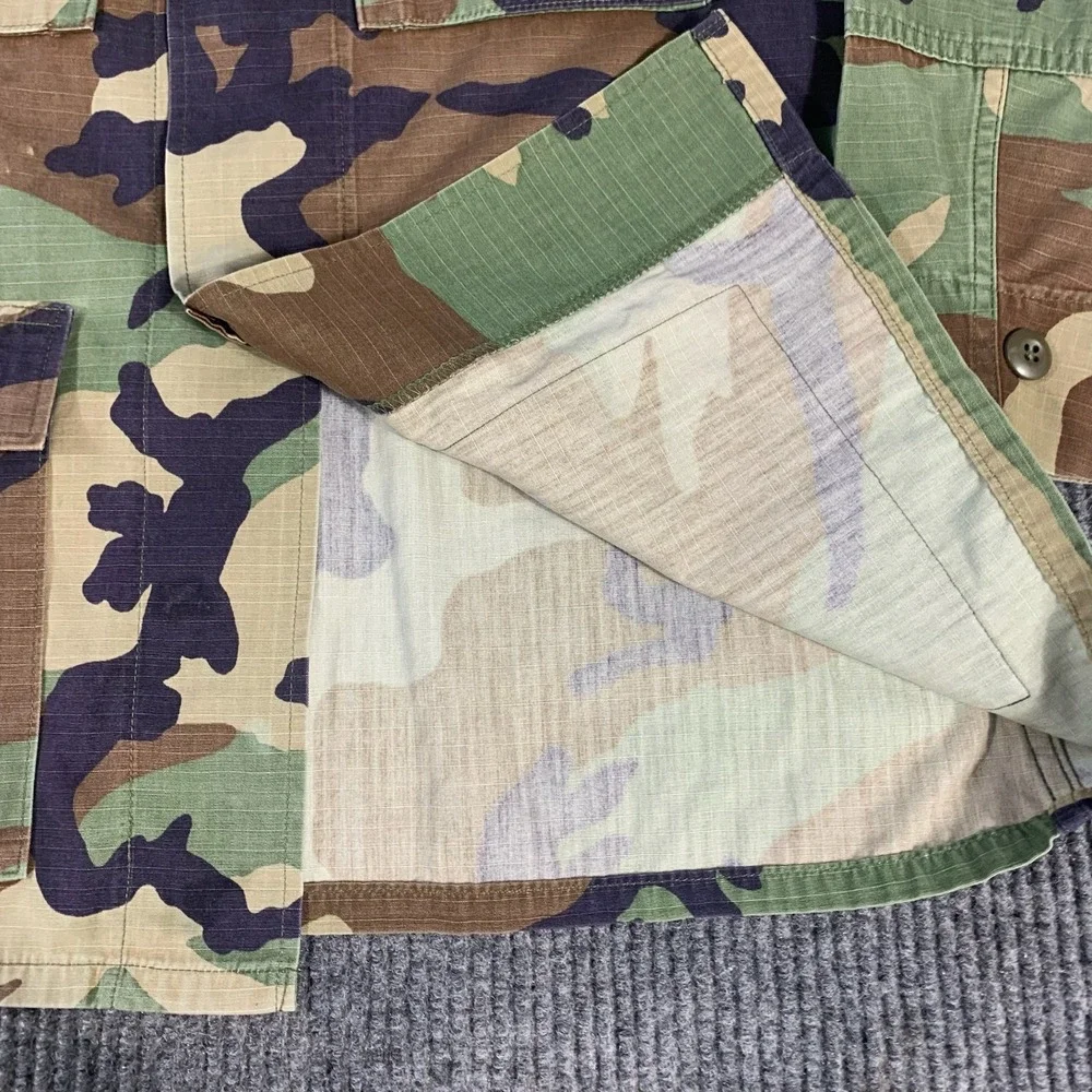 US Army Hot Weather Combat Coat Mens Small Brown Green Woodland‎ Camo Military